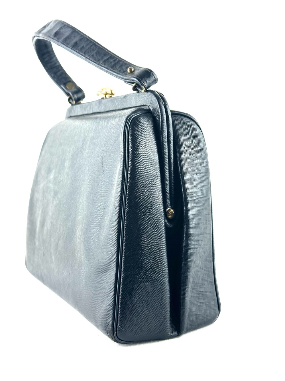 Vintage 1950s Creations by International Black Leather Top-Handle Bag - Picture 6 of 16